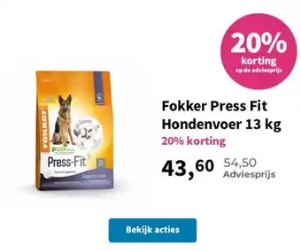 Plein.nl Fokker Press Fit Hondenvoer aanbieding