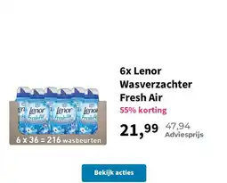 Plein.nl 6x Lenor Wasverzachter Fresh Air aanbieding