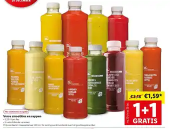 Lidl Vers sap of smoothie 2*250ml-1L aanbieding