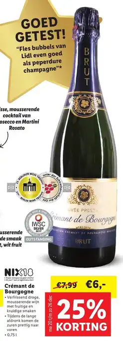 Lidl Cuvee Prestige Cremant de Bourgogne Brut 750ml aanbieding