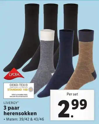 Lidl Livergy Herensokken 39/42-43/46 3 paar aanbieding