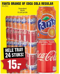 Dirck 3 Fanta orange of coca cola regular aanbieding