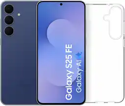 Coolblue Samsung Galaxy S25 FE 128GB Donkerblauw 5G + BlueBuilt Back Cover Transparant aanbieding