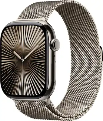 Coolblue Apple Watch Series 10 4G 46mm Titanium Zilver Milanese Band S/M aanbieding