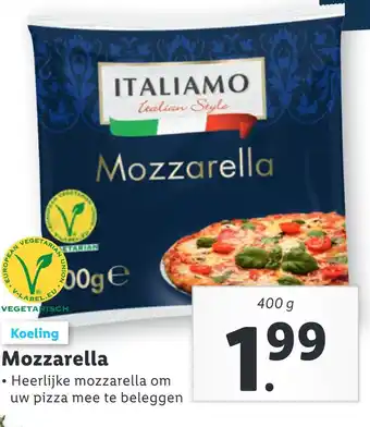 Lidl Mozzarella 400g aanbieding