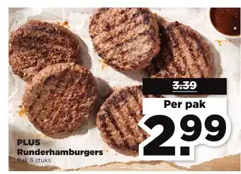 PLUS Plus runderhanmburgers aanbieding