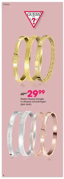 Lucardi Stalen guess bangle in diverse uitvoeringen aanbieding