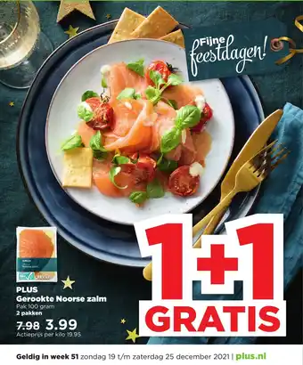 PLUS Gerookte Noorse zalm 100 gram 2 pakken aanbieding