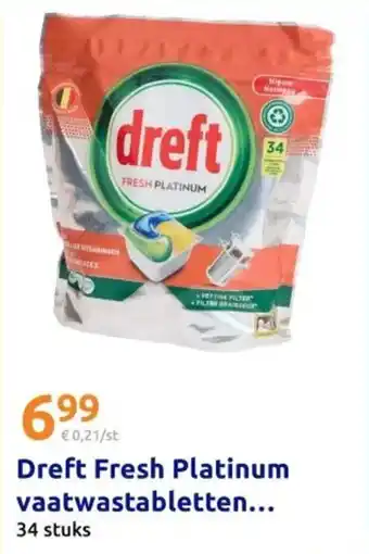 Action Dreft Fresh Platinum vaatwastabletten aanbieding