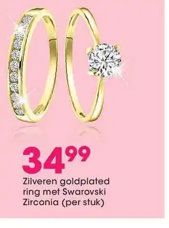 Lucardi Zilveren goldplated ring met swarovski zirconia aanbieding