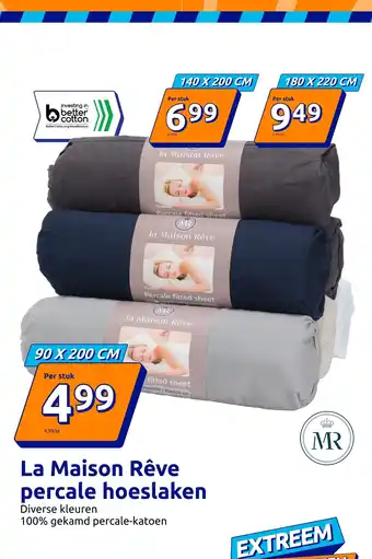 Action La Maison Rêve percale hoeslaken aanbieding