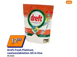 Action Dreft Fresh Platinum vaatwastabletten All in One aanbieding