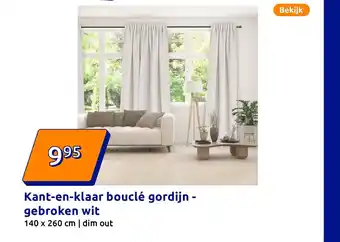Action Kant en klaar bouclé gordijn gebroken wit aanbieding