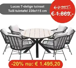 Tuinmeubelland Lucas 7-delige tuinset Tulli tuintafel aanbieding