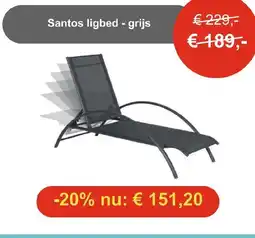 Tuinmeubelland Santos ligbed grijs aanbieding