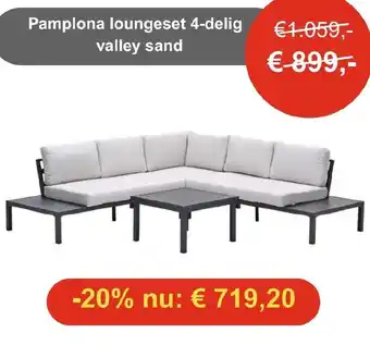 Tuinmeubelland Pamplona loungeset 4-delig valley sand aanbieding