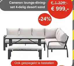 Tuinmeubelland Cameron lounge-dining- set 4-delig desert sand aanbieding