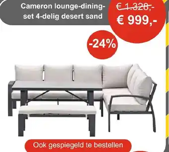 Tuinmeubelland Cameron lounge-dining- set 4-delig desert sand aanbieding