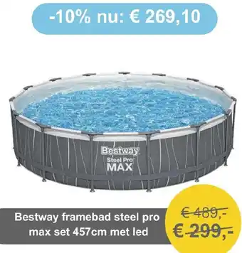 Tuinmeubelland Bestway framebad steel pro max set met led aanbieding