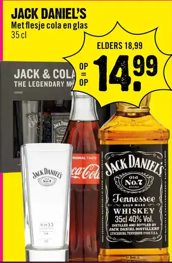 Dirck 3 Jack daniel's met flesje cola en glas 35 cl aanbieding