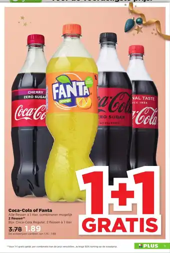 PLUS Coca-Cola of Fanta 2 flessen aanbieding