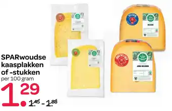 Spar Sparwoudse kaasplakken of -stukken 100 gram aanbieding