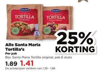 PLUS Alle Santa Maria Tortilla's 6 stuks per pak aanbieding