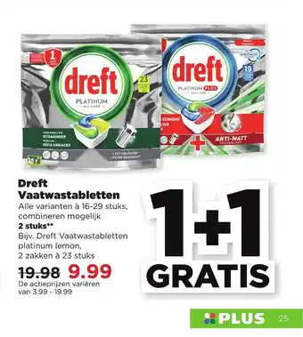 PLUS Dreft vaatwastabletten aanbieding