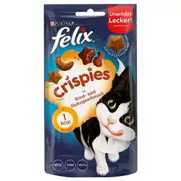 Zooplus 2 + 1 Gratis! Felix Kattensnacks of Soepen - Crispies: Rundvlees & Kip (3 x 45 g) aanbieding