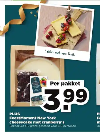 PLUS FeestMoment New York cheesecake met cranberry's per pakket aanbieding