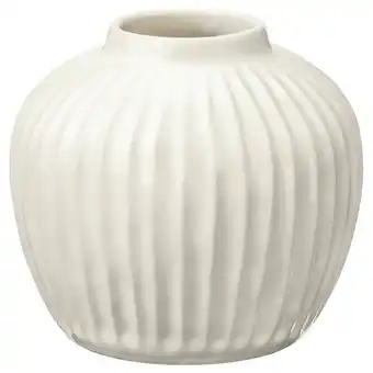 IKEA Witte pelarbjÖrk vaas, rond, gegroefd, geglazuurd steengoed aanbieding