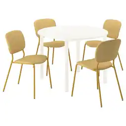 IKEA Vihals / vihals Tafel en 4 stoelen, wit wit/geel Tibbleby-geel, 107 cm aanbieding