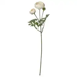 IKEA Witte kunstbloemstengel met twee bloemen en groene bladeren, gemaakt van gerecyclede materialen aanbieding