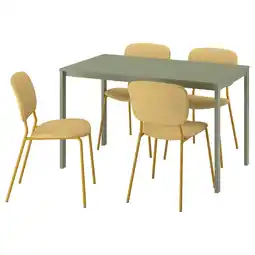 IKEA Vihals / vihals Tafel en 4 stoelen, groen groen/geel Tibbleby-geel, 125x74 cm aanbieding