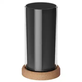 IKEA Ikea 365+ messenblok: zwart, cilindrisch, glas met kurken voet, verticaal geribbeld ontwerp aanbieding