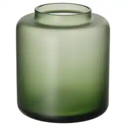 IKEA Konstfull mosgroene vaas, matglas, cilindrisch, elegant design aanbieding