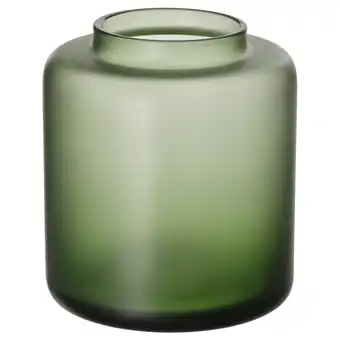 IKEA Konstfull mosgroene vaas, matglas, cilindrisch, elegant design aanbieding