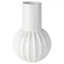 IKEA Skogstundra witte vaas, steengoed, geribbeld, cilindrisch aanbieding