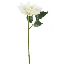 IKEA Witte kunstdahlia bloem met groene bladeren op een lange steel, gemaakt van gerecycled plastic aanbieding