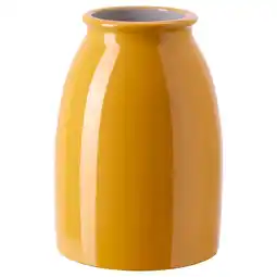 IKEA Mosterdgele kopparbjÖrk aardewerken vaas met glanzend glazuur, eenvoudige ronde vorm, geen bloemen aanbieding