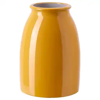IKEA Mosterdgele kopparbjÖrk aardewerken vaas met glanzend glazuur, eenvoudige ronde vorm, geen bloemen aanbieding