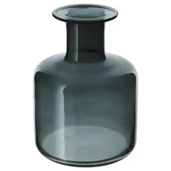 IKEA Donkergroene, ronde glazen vaas met smalle hals aanbieding