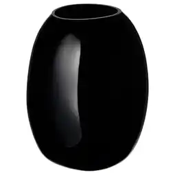 IKEA Zwarte glanzende glazen vaas, lang met zachte vorm, handgemaakt, elegant aanbieding