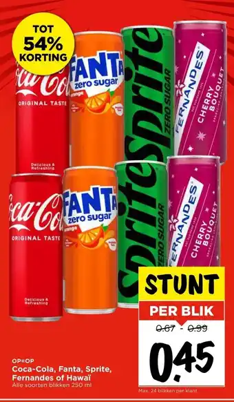 Vomar Voordeelmarkt Coca-Cola, Fanta, Sprite, Fernandes of Hawaï aanbieding