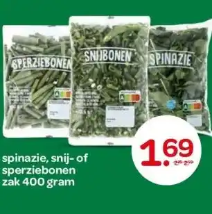 Spar spinazie, snij- of sperziebonen zak aanbieding