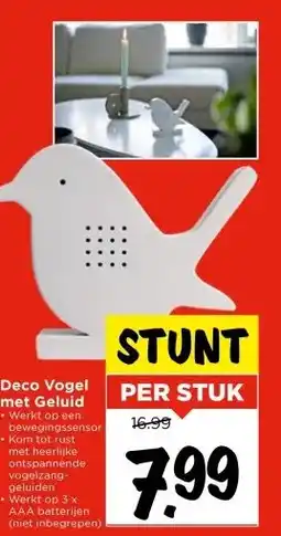 Vomar Voordeelmarkt Deco Vogel met Geluid aanbieding