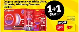 Kruidvat Colgate tandpasta Max White Ultra, Ultimate, Whitening Serum en led kit aanbieding