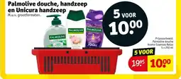 Kruidvat Palmolive douche, handzeep en Unicura handzeep aanbieding