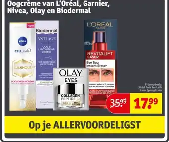 Kruidvat Oogcrème van L'Oréal, Garnier, Nivea, Olay en Biodermal aanbieding