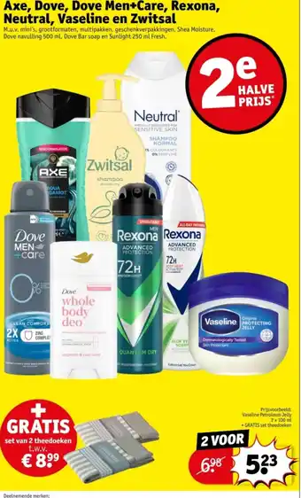 Kruidvat Axe, Dove, Dove Men+Care, Rexona, Neutral, Vaseline en Zwitsal aanbieding